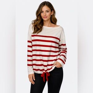 Zara Trafaluc Striped Red and White Boat Neck Nautical Women's Top S Oversized